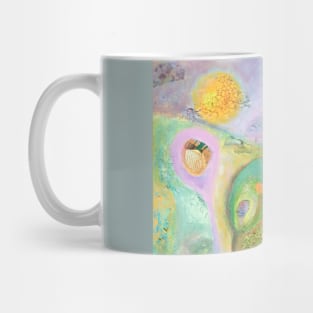 Evening Sun, abstract mixed media, Mug